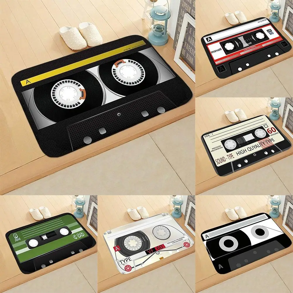 Vintage Cassette Tape Waterproof  Non-slip Wrinkle-Resistant Rectangle Front Door Mats indoor Outdoor Entrance Carpet Entrance