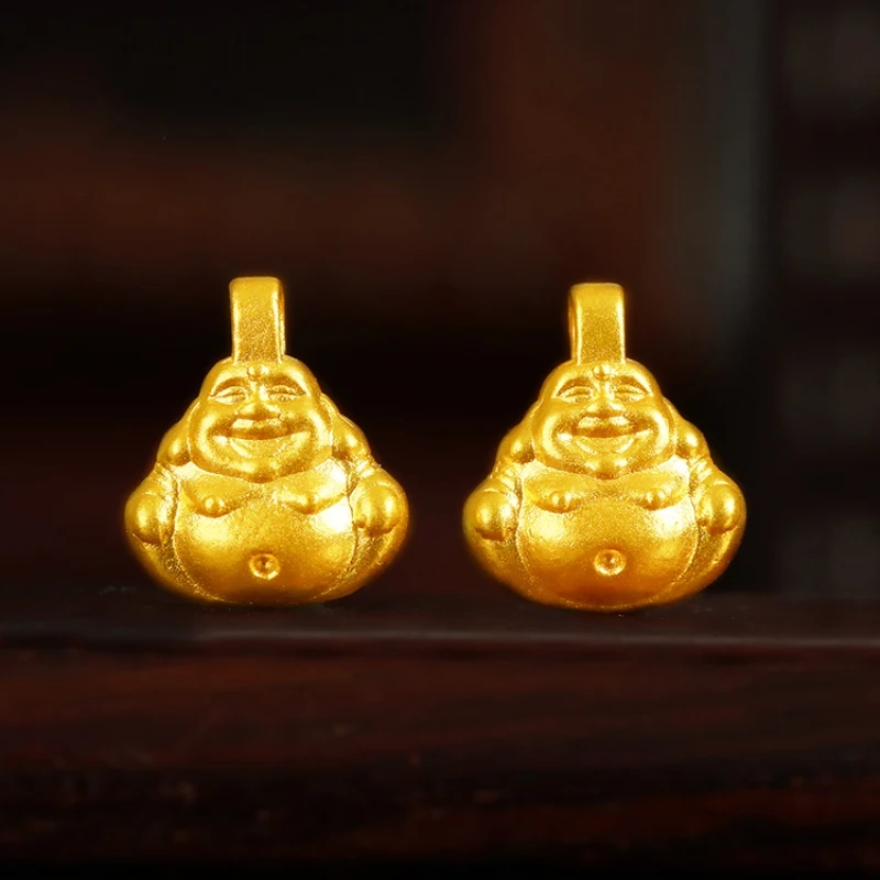 

1pcs Pure 999 24K 3D Yellow Gold Men Women Bless Mini Buddha Pendant 0.1-0.2g