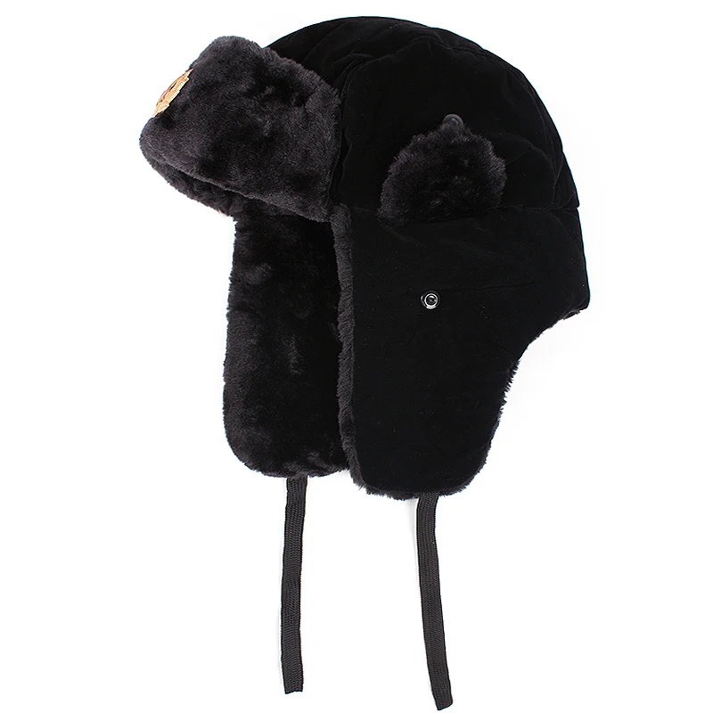 Sombrero de bombardero Ushanka ruso con insignia militar soviética, gorro de piloto de conejo de imitación, gorro de invierno con orejeras de piel,