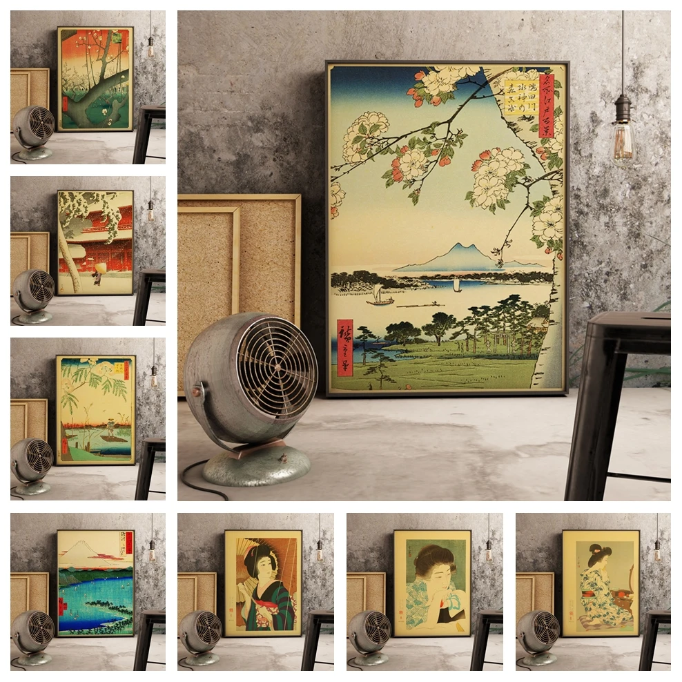 Retro Japanese Landscape Series Home Decor Bar cafe living room Wall Decor Art Decor Quality Canvas Painting poster