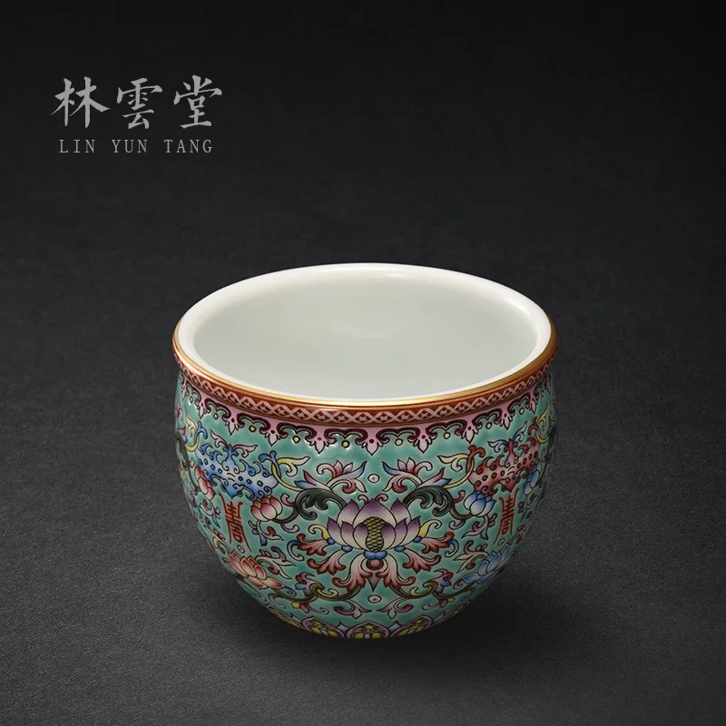 branch lotus green colored enamel master cup single cup jingdezhen ceramic manually copy is clearly the cylinder cup