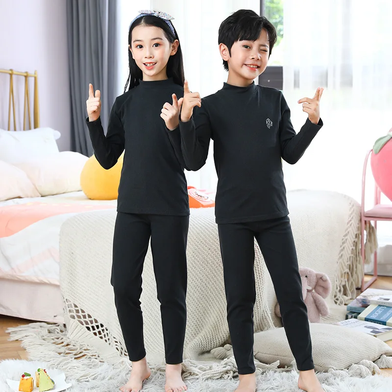 Autumn Winter Thermal Underwear Suit Girls Clothing Sets Boys Pajama Sets Baby No Trace Warm Sleepwear Candy Colors Kids Clothes