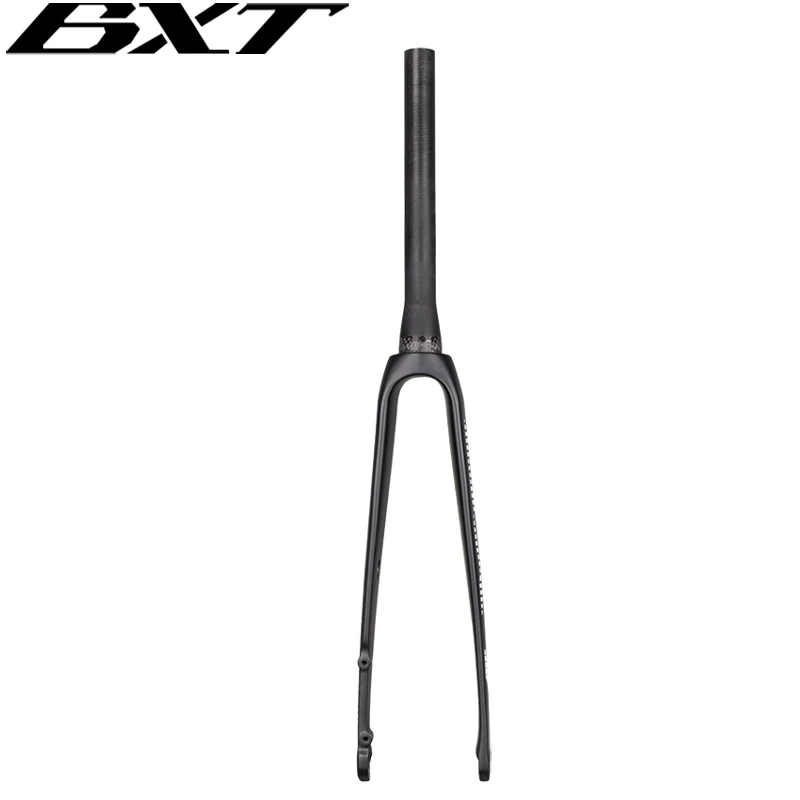 BXT 700C Carbon Road Fork, Thru Axle Internal Fork 100x12mm Disc Brake Bicycle Fork Fit Flat Mount