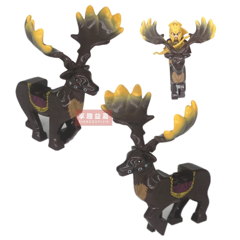 Christmas MOC Medieval Ancient Animal Soldier Knight Mount Building Block Big Horned Deer Goat Pig Model Bricks Accessories Toy