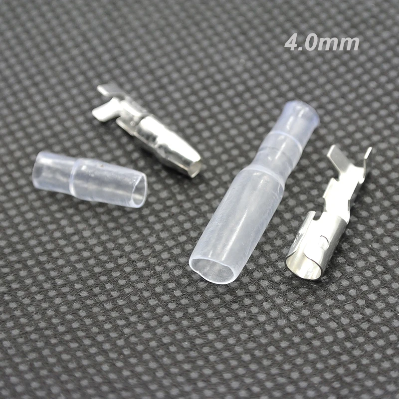 200 sztuk/50 zestawów samochodów Auto motocykl Bullet terminaly 4mm 3.5mm męski i żeński drut Bullet złącza zaciskane Terminal