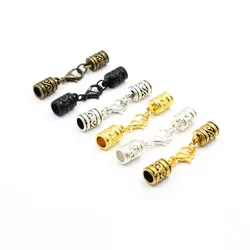 Fit 5mm Hole Fashion Zinc Alloy Cord End Caps For Necklace Bracelet Connectors Clasp DIY Accessories Length: 44mm+50mm 10sets