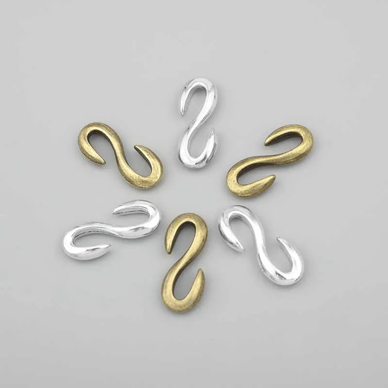 10Pcs Bronzo Antico/Argento di Colore Della Lega A Forma di S Ends Connettori Catenacci del Gancio Per Il Braccialetto di DIY I Risultati Dei Monili