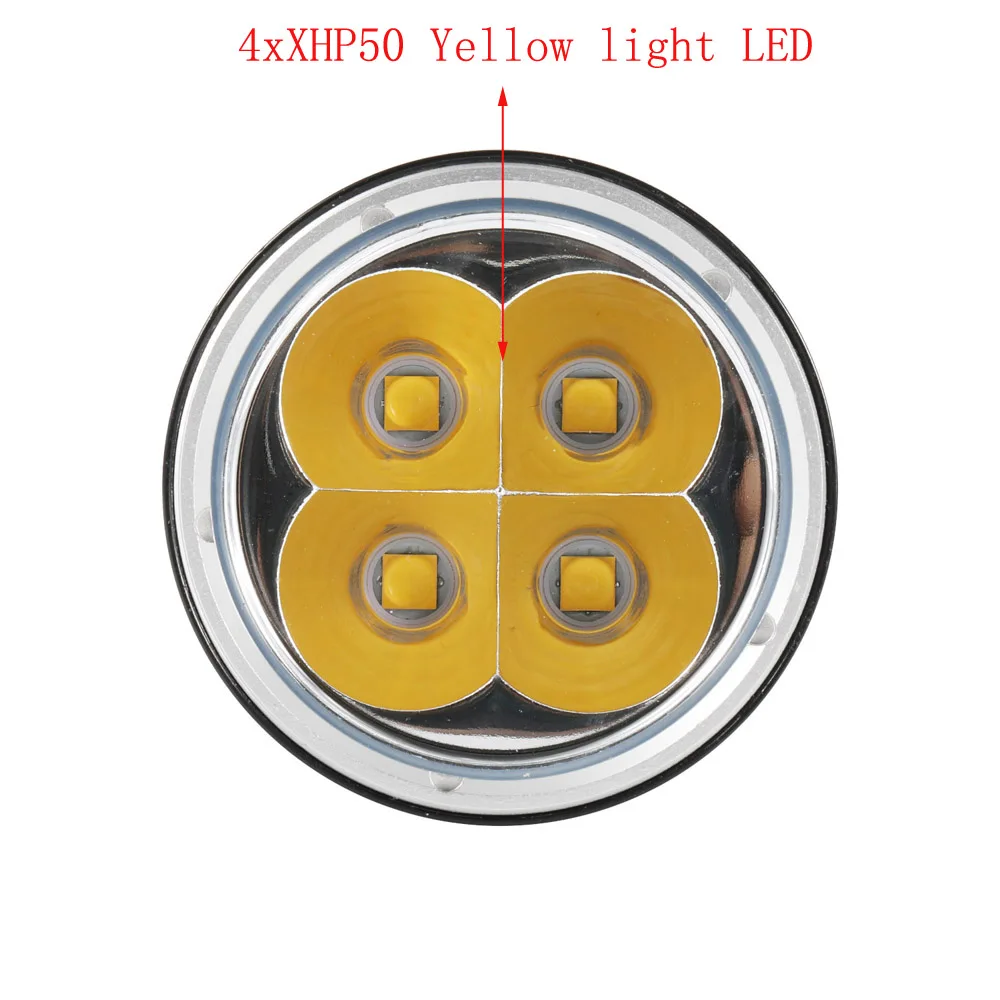 Новинка, фонарик для дайвинга 4xXHP5 0, фонарь IPX8 100 м для подводной ловли рыбы, тактический фонарь желтого/белого цвета, фонарь для подводного