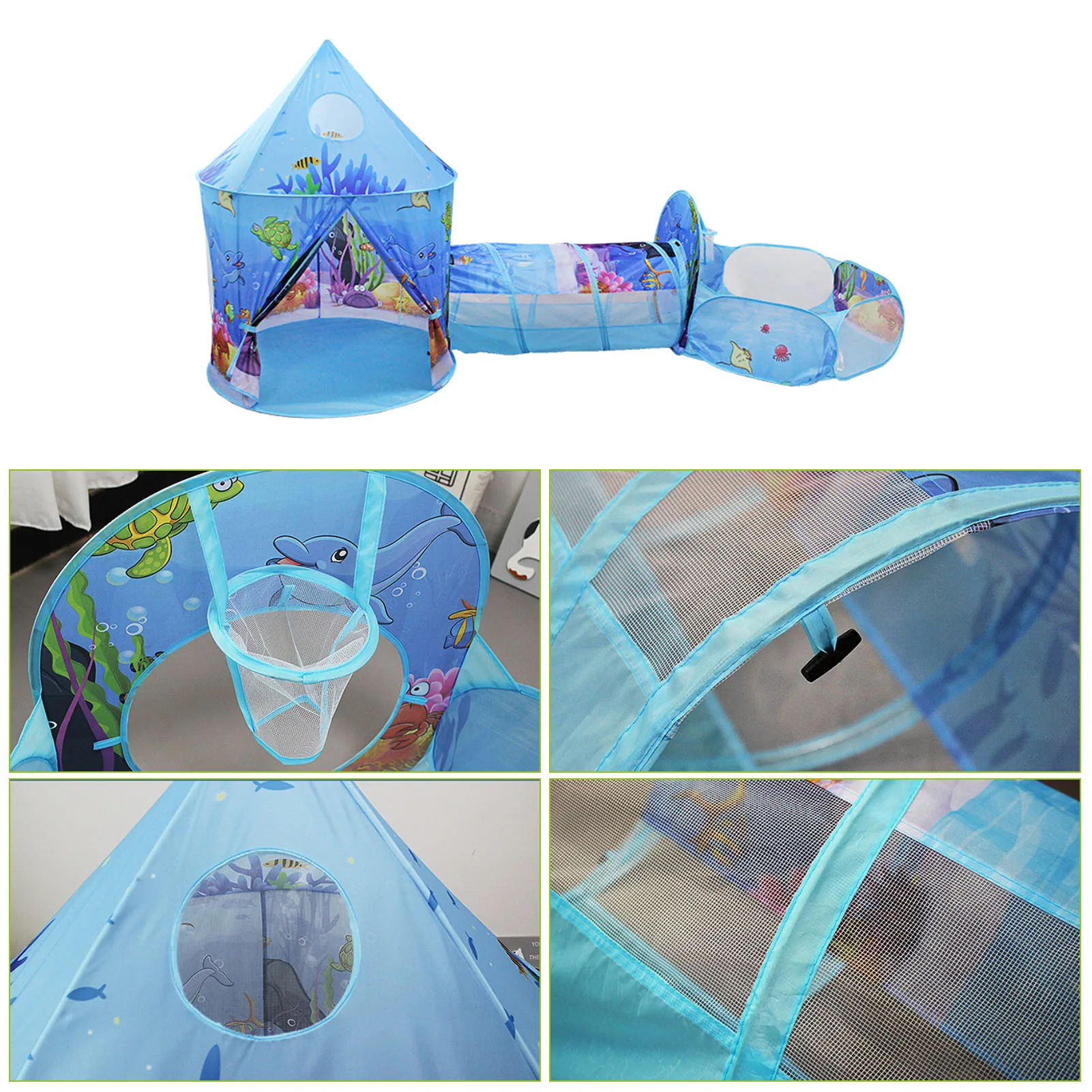 3 In 1 Children Tent Portable Ocean Playhouse Baby Toys Folding Crawling Tunnel Playhouse Kids Tent Ocean Ball Pool House