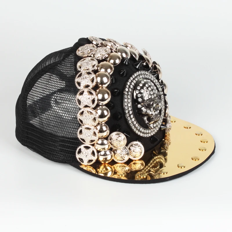 Popular European and American Punk Style Custom men\'s Recycled Material Fashion Metal Brim Rebound Hats