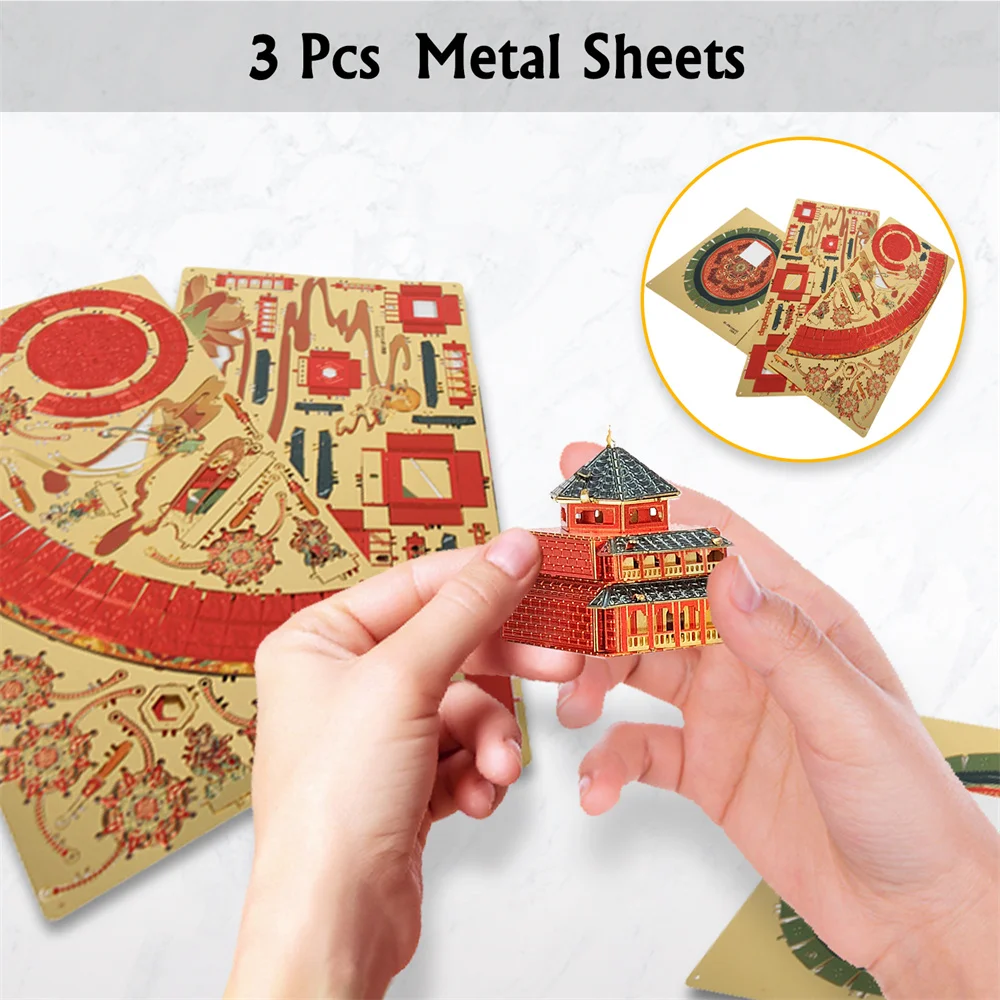 Microworld 3D Metal Puzzle Chinese Building Models Dunhuang City Jigsaw Toy Kid Birthdays Gift For Desktop Decoration Party Game