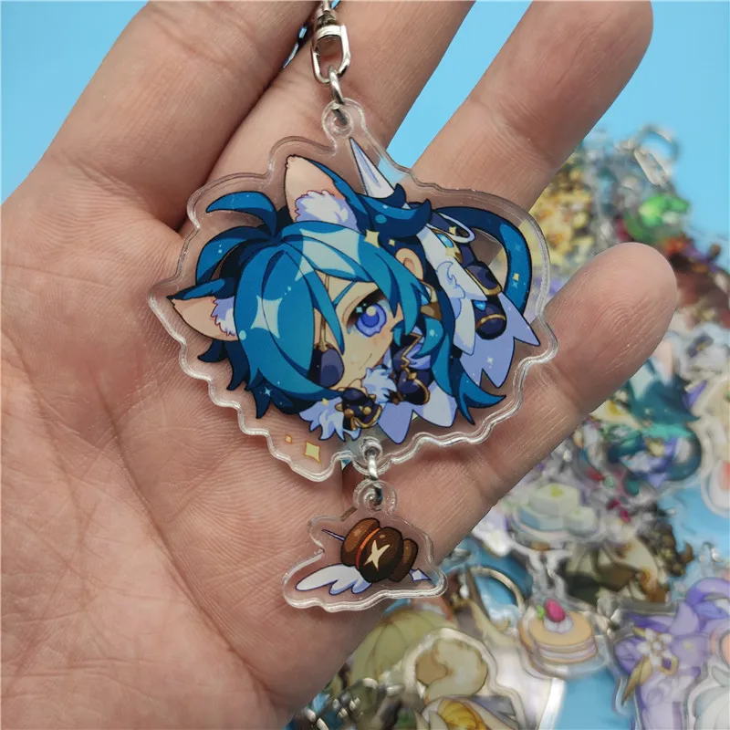 Impact Xiao Morax Tartaglia Keychain Kaeya Diluc Barbatos Albedo Cosplay Cartoon Costume Props accessories Badge