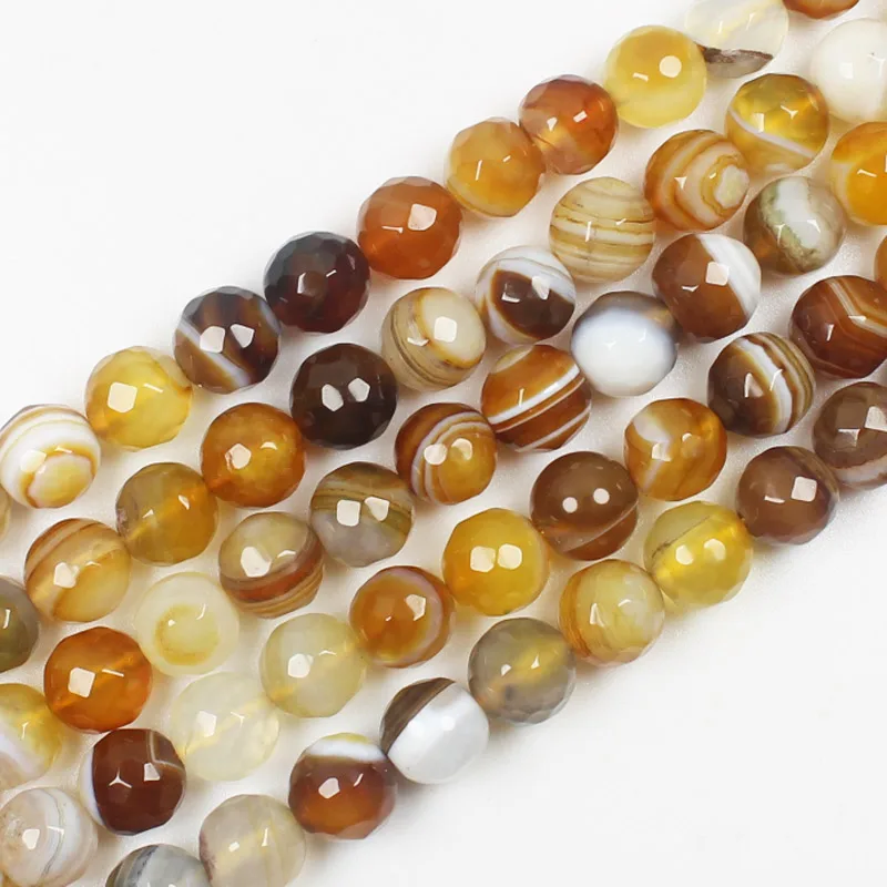 Natural Faceted Amber Yellow Stripe Agate 6-16mm 15inch per strand, For DIY Necklace Bracelat Jewelry Making !