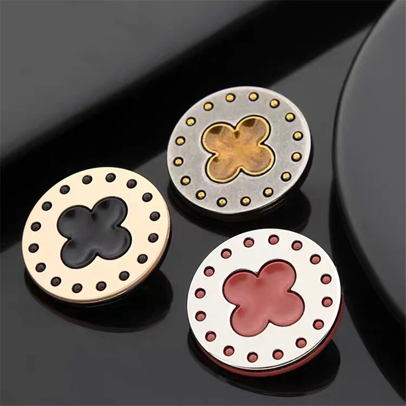 10pcs 15/20/25mm Simple Fashion Sewing Buttons for Coat Black&Red&Gold Round Metal Buttons for Clothing Women's Jacket Buttons