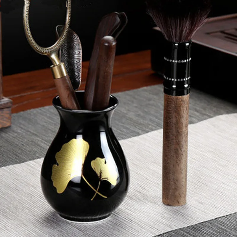 

Chinese Cha Dao Set 6 Pieces Ebony Tea Set Kung Fu Tea Accessories Tea Ceremony Utensils Six Gentleman