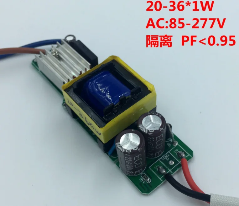 

2pcs LED Driver 20-36x1W 300mA DC60-120V LED Power Supply Constant Current 300MA AC85-277V For LED Bulb Lamp