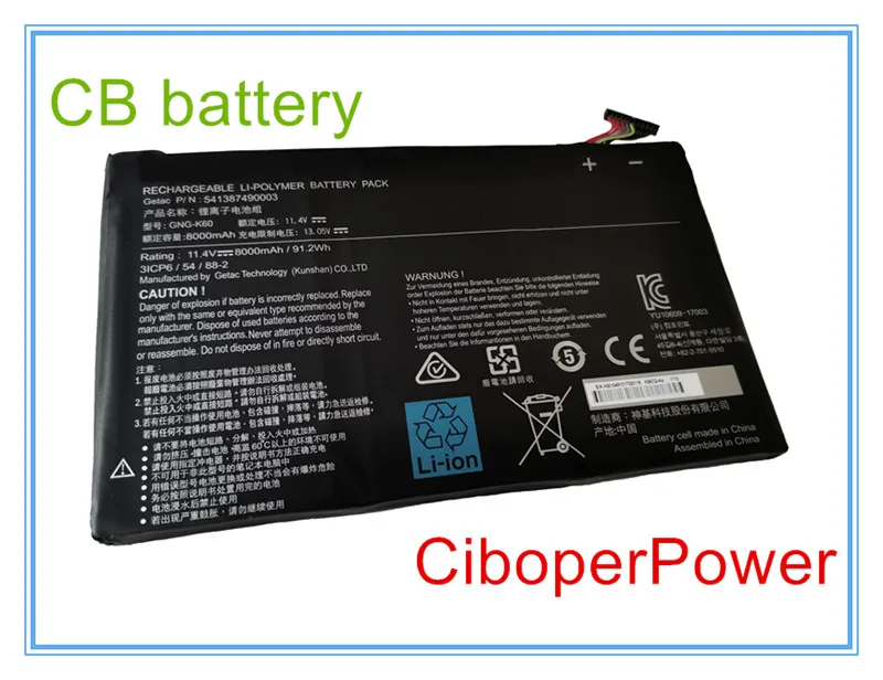 

Original quality Laptop Battery GNG-K60 11.4V/8000mAh / 91.2Wh For P56XT P56XTv7-DE022T P56XTv7-DE427T Tablet