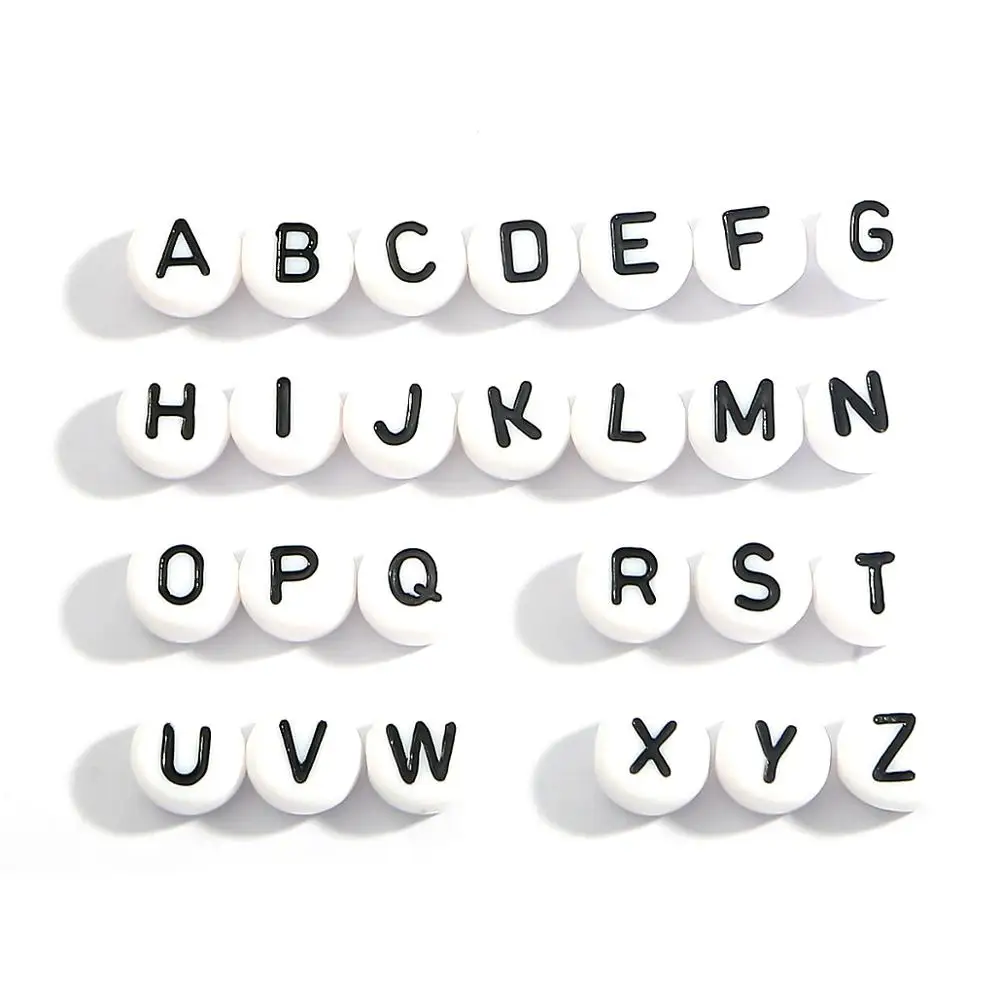 100Pcs/lot 4*7mm Round Acrylic Letter Beads Single Alphabet A-Z Loose Spacer Beads Jewelry Making DIY Beaded Bracelet