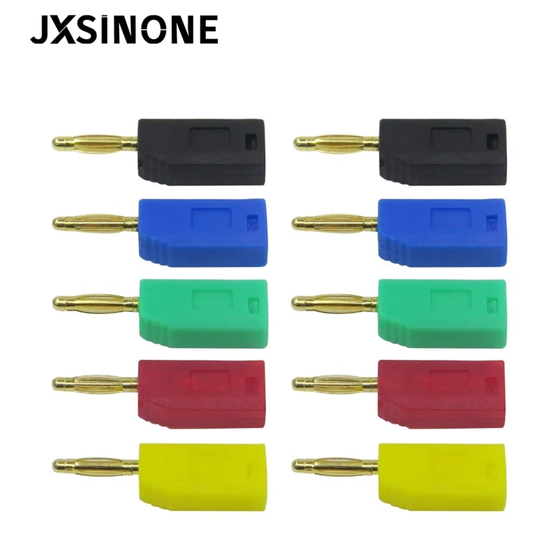 JXSINONE P3012 10PCS 2mm Banana Plug jack Gold Plated Copper stackable connector for Binding Post Test Probes 5 Colo