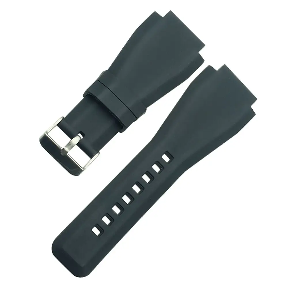 Black nature Rubber Watch Band Strap for Bell & Ross BR-01 and BR-03 And Buckle Watchband DIY Replace