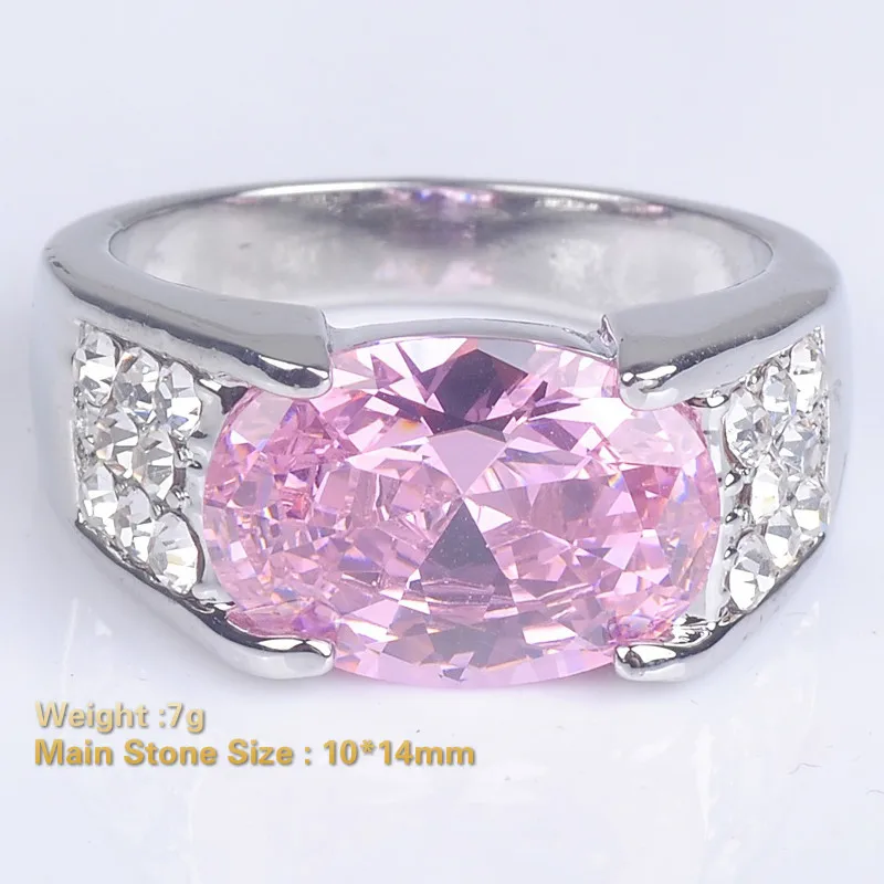 Gorgeous Women Jewelry Pink Zircon Bridal Rings for Wedding Engagement Party Set Gifts Size 6 7 8 9 10