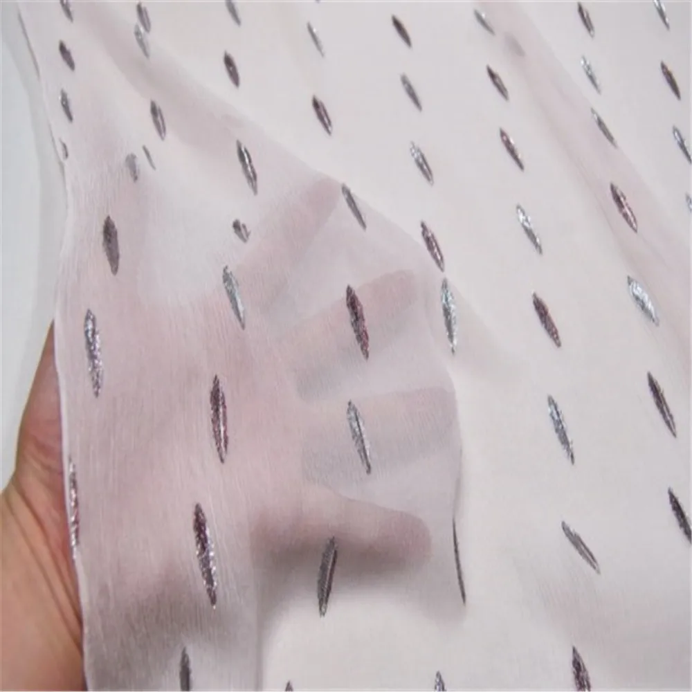 Cute Light Pink Color New Silk Metallic Jacquard Fabric for Girl Holiday Dress Decoration 2023