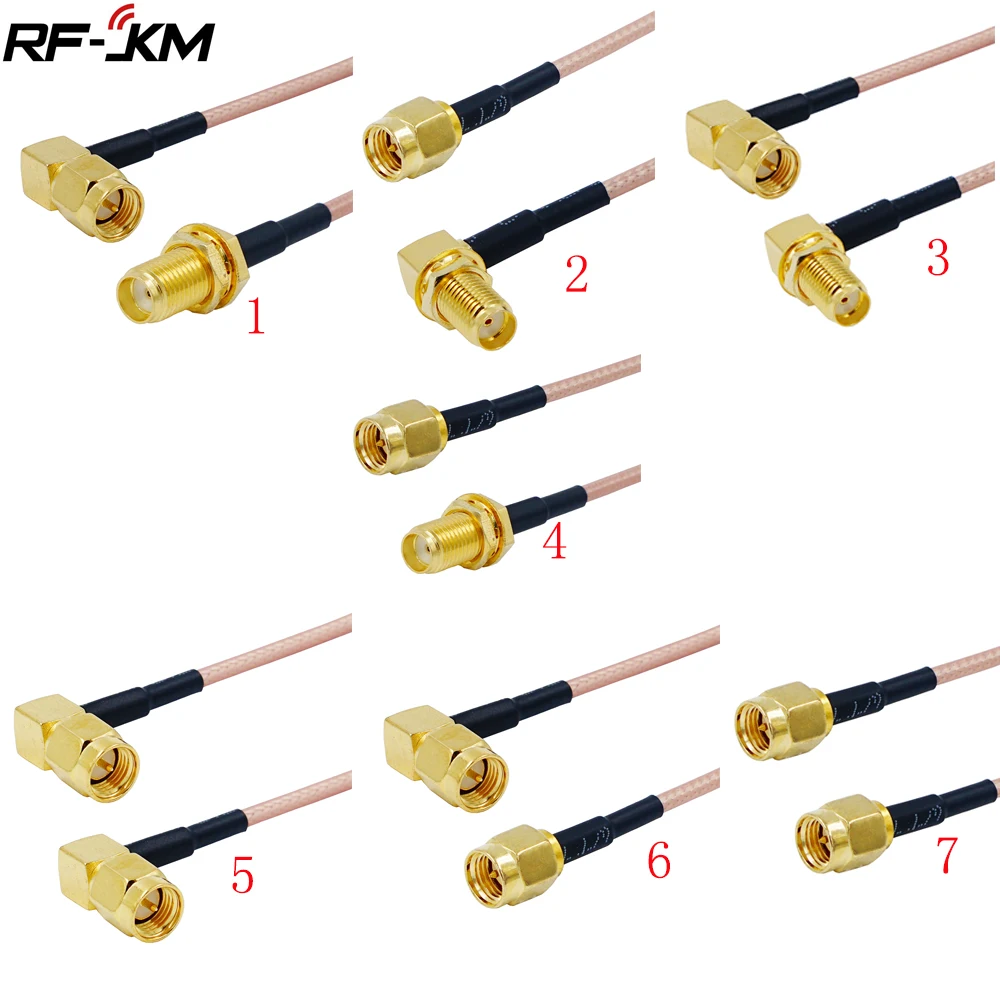 Cable SMA macho a SMA macho, Conector recto, RG316 RF Jumper pigtail macho a hembra, Coaxial RF de ángulo recto