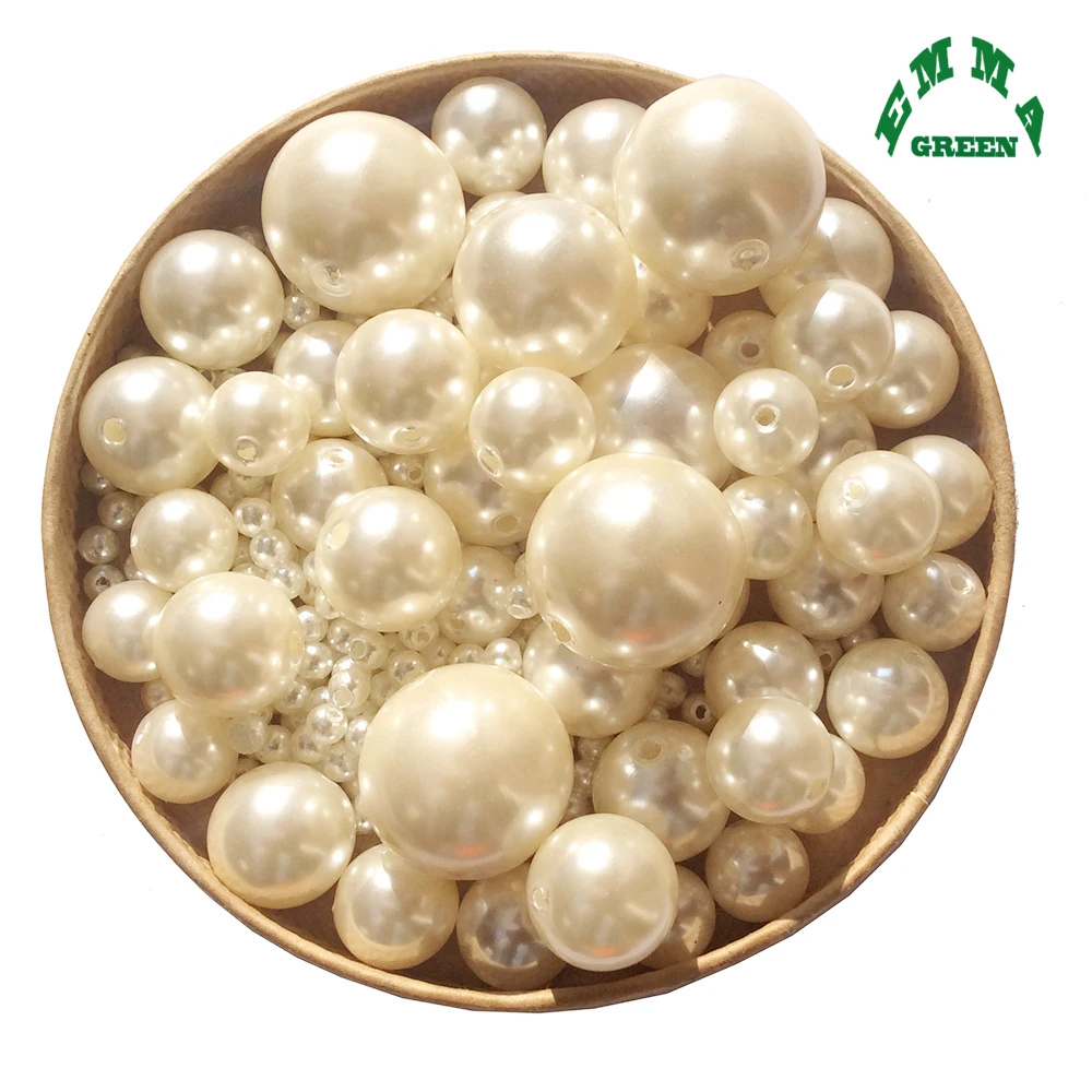 Beads for Jewelry Making Pearl Bead for Statement Necklace Ivory Pearls Round Bead 4mm  to 30mm A41 Acrylic abs Pearl Beads