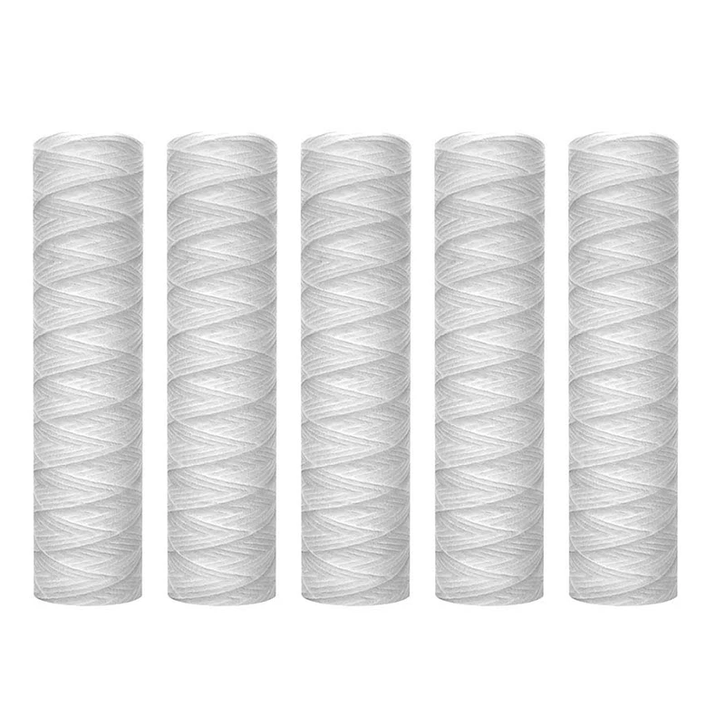 AD-5 Micrometre 10 x 2.5 Inch String Wound Sediment Water Filter Cartridge Whole House Sediment Filtration, Universal Replacemen