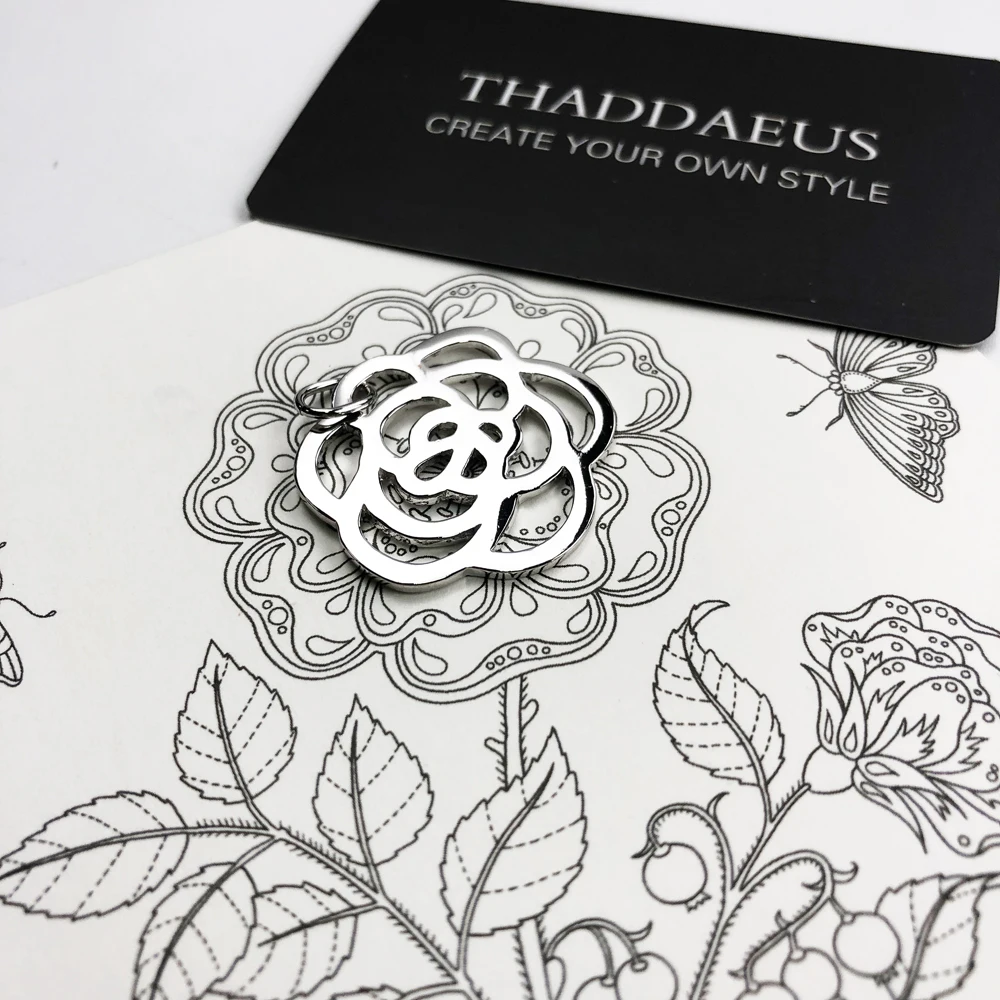 Pendant Rose Flower Ornament Brand New Fashion Glam Jewelry Europe Accessories 925 Sterling Silver Gift For Women