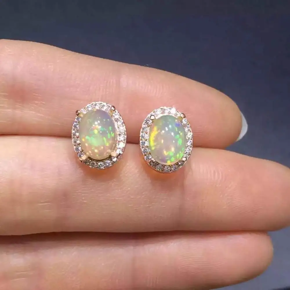 

Natural Real OPal Earrings, 925 Sterling Silver Fine Elegant Jewelry for Women Earring