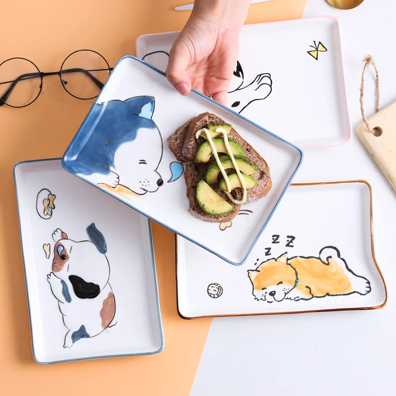 

Creative cartoon ceramic plate rectangular fish plate ceramica dinner plates