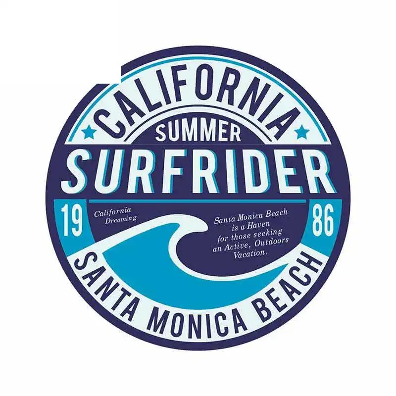 

Creative 13cm X 13cm for California Santa Monica Surf Beach Cool Gift Personality Car Stickers Car Accessories Fashion Decal