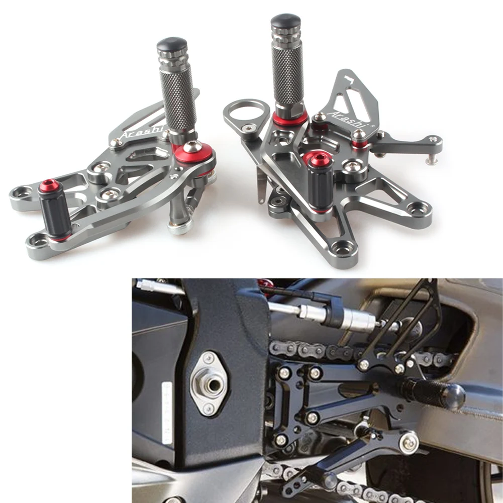 

CNC Aluminum Motorcycle Rearset Footrest Adjustable Foot Pegs Footpegs For BMW S 1000RR 2009 2010 2011 2012 2013 2014 Gray 1Pair