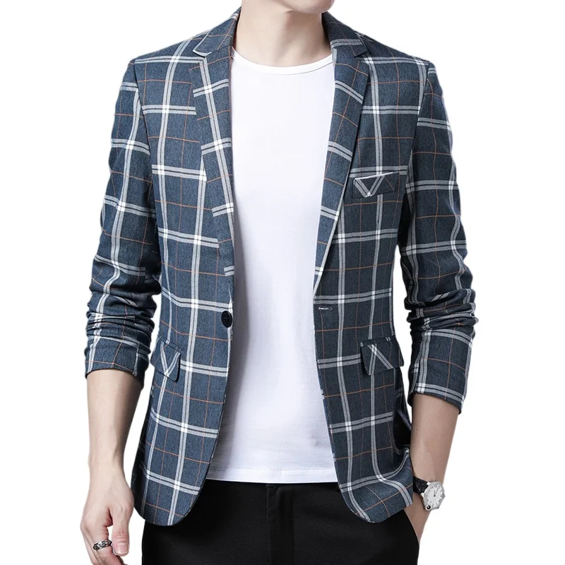 2021 Fashion Brand Men Casual Blazers Autumn New Men's Plaid Trend Suits Coat Business Wild Plaid Jacket