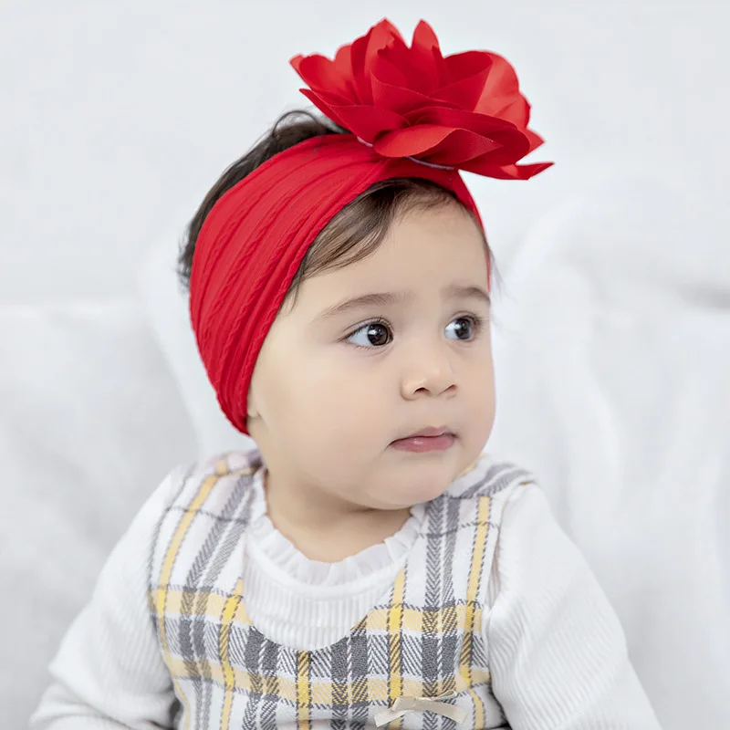 Baby Headband For Girls Wide Head Wrap Nylon Infant Flower Hairbands Soft Hair Accessories Cute Newborn Photo Props