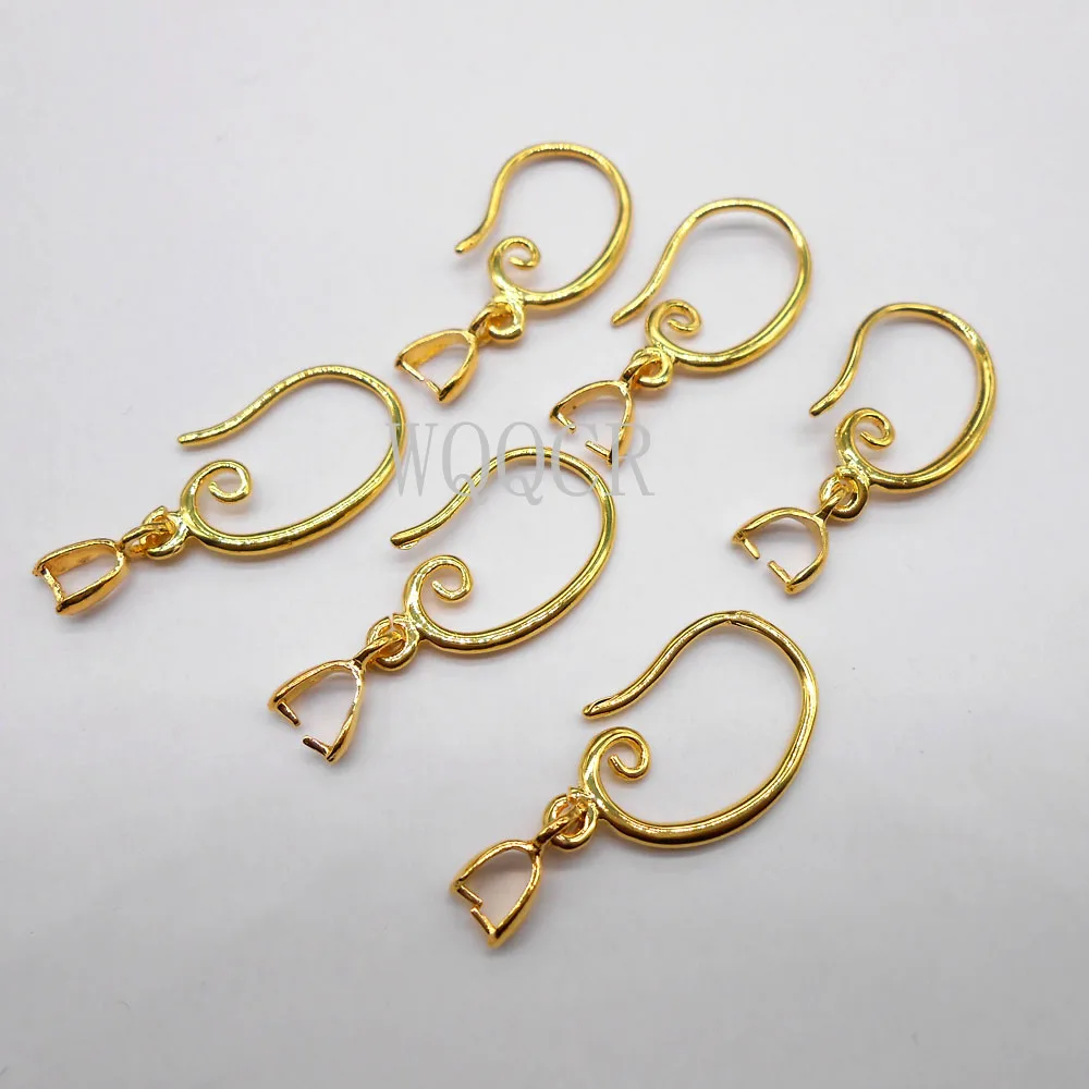 100PCS 18K Gold Smooth  Irregular Circle Surface  Women's Ear Hook Earrings Blank Base DIY Jewelry Making Result Accessory