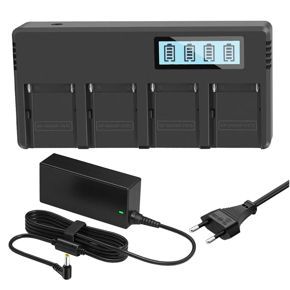 

New NP-F960 970 NP F970 NPF970 Quad Channel Battery Fast Charger with LCD Display for SONY NP-F550 NP-F770 NP-F750 NP-FM50