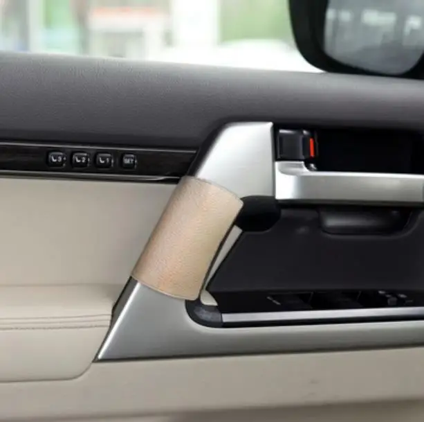 Car Door handle Protective Microfiber Leather Cover Door handle leather case For Toyota Land Cruiser 200 LC200 car interior