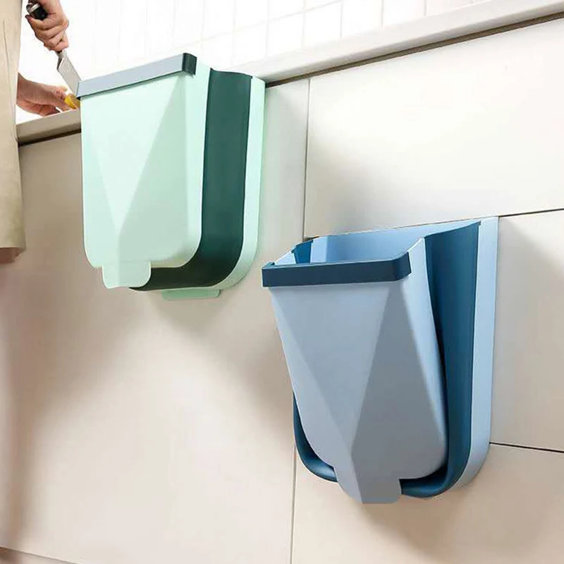 Foldable Trash Can Bathroom Car Zero Waste Bin Kitchen Storage Garbage Container Recycling Household Items Under Sliding Sink