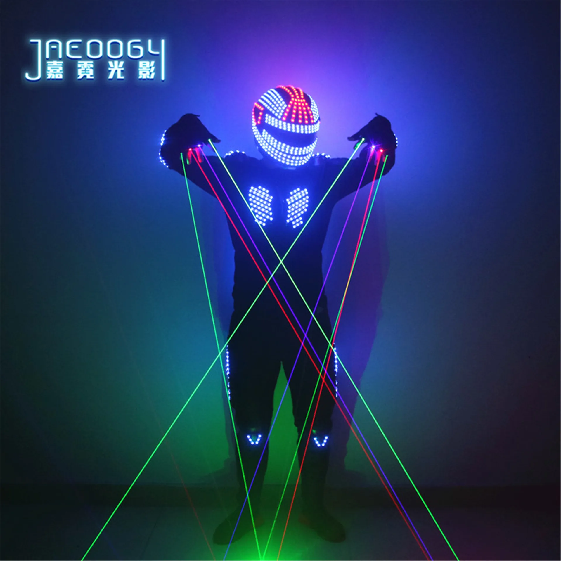 LED Robot Cosplay Costume for Men, RGB Glowing Jacket, Dancer Wearing Cosplay, Laser Gloves, Nightclub Party