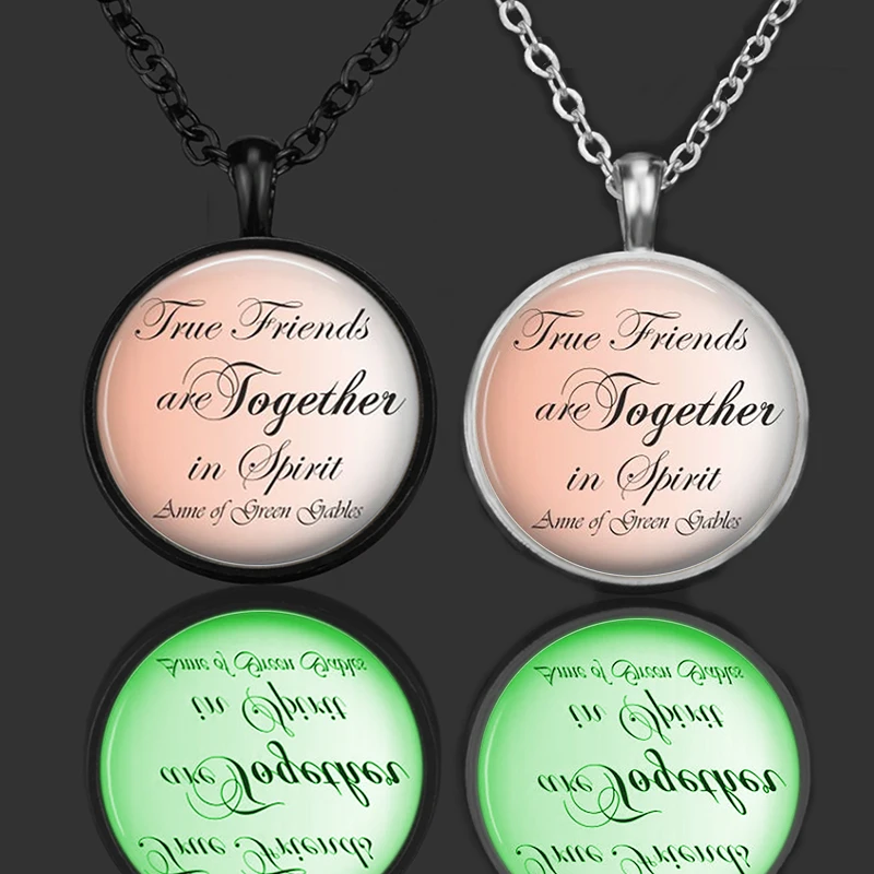 True Friends Are Together In Spirit Friendship Necklace Luminous Friend Necklace Friends Glow In The Dark Jewelry Gift