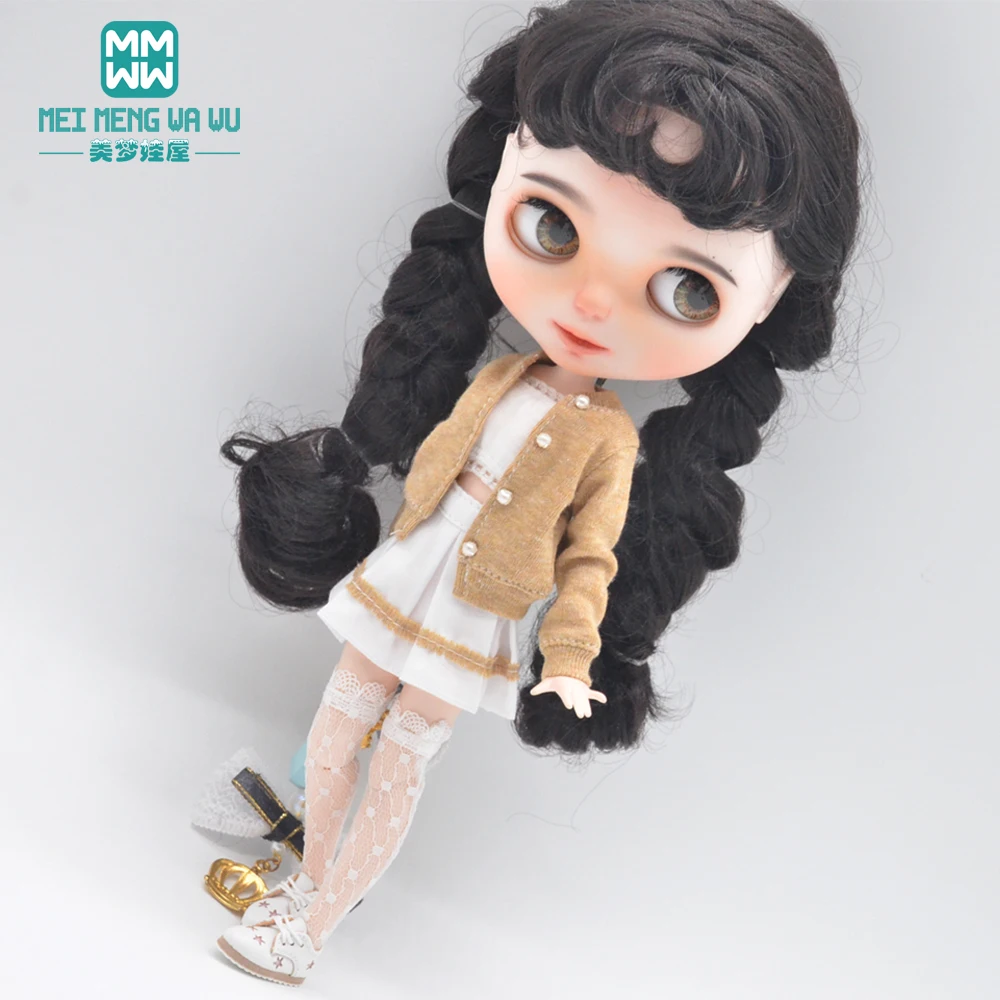 1pcs Blyth Doll Clothes fashion sweater three-piece Cardigan, skirt for 28-30cm Azone OB22 OB24 doll accessories