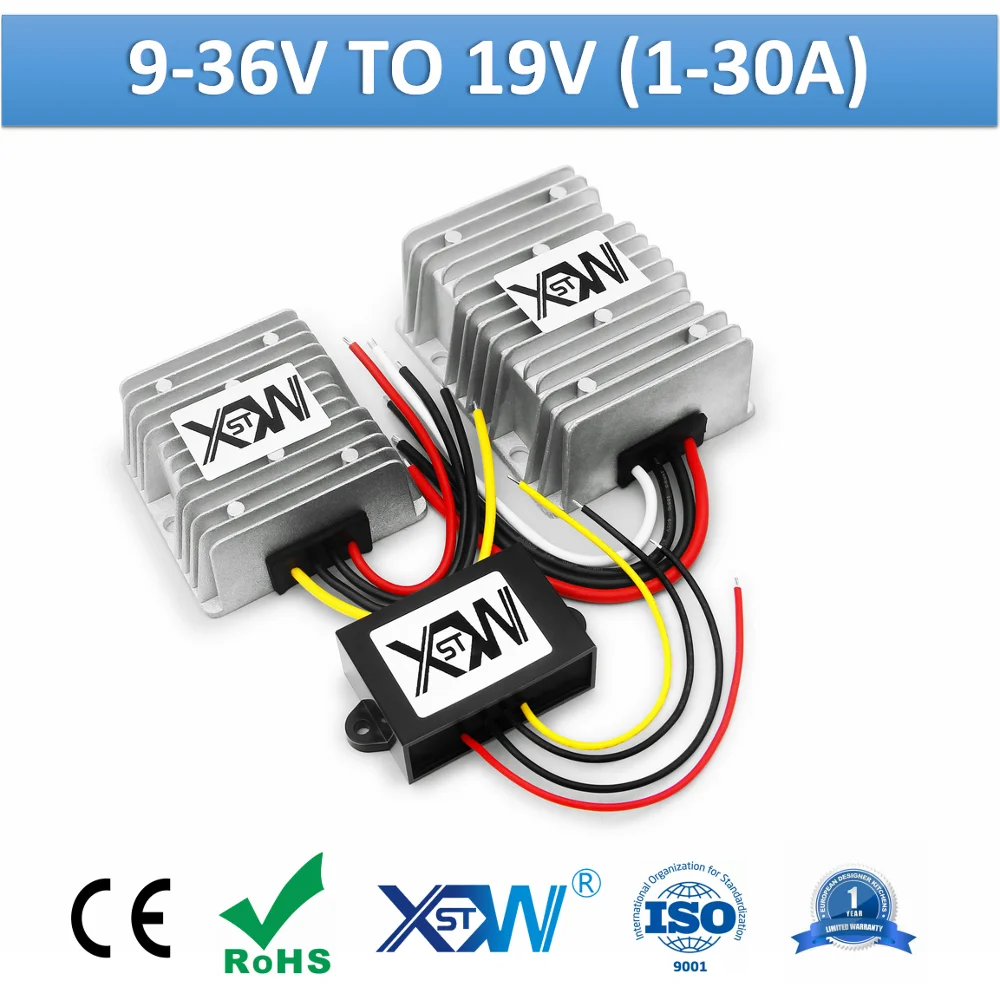 XWST DC to DC Boost Buck Converter 9-36v 12V 24V to 19VDC Voltage Regulator 1A to 30A Output 19 Volts Power Supply