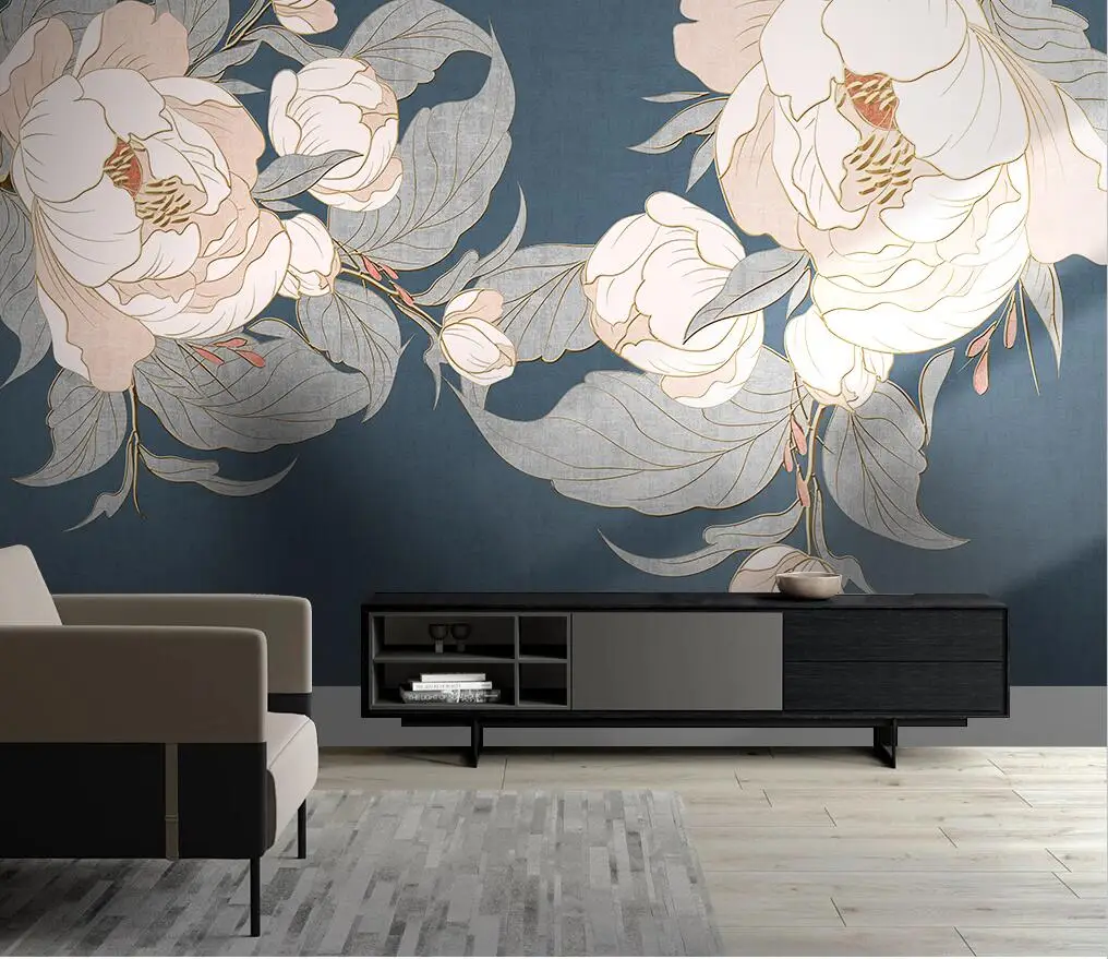 

Customize any size 3d wallpaper Nordic plant flower light luxury peony TV background wall wall murals home decor papier peint