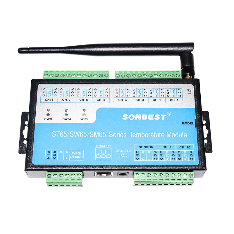 Industrial-grade Wireless Multi-channel DS18B20 Temperature Acquisition Module Sensor Probe MODBUS Protocol