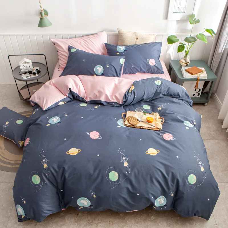 3Pcs Cute Animal Cotton Crib Bed Linen Kit Cartoon Baby Bedding Set Includes Pillowcase Bed Sheet Duvet Cover Without Filler