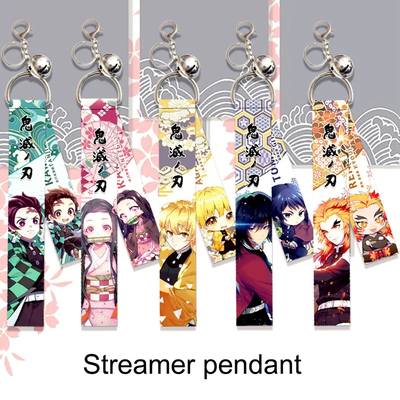 Anime Demon Slayer Keychain Kimetsu no Yaiba Kamado Tanjiro  Nezuko Shinobu Metal Ribbon Keychains Animation peripherals