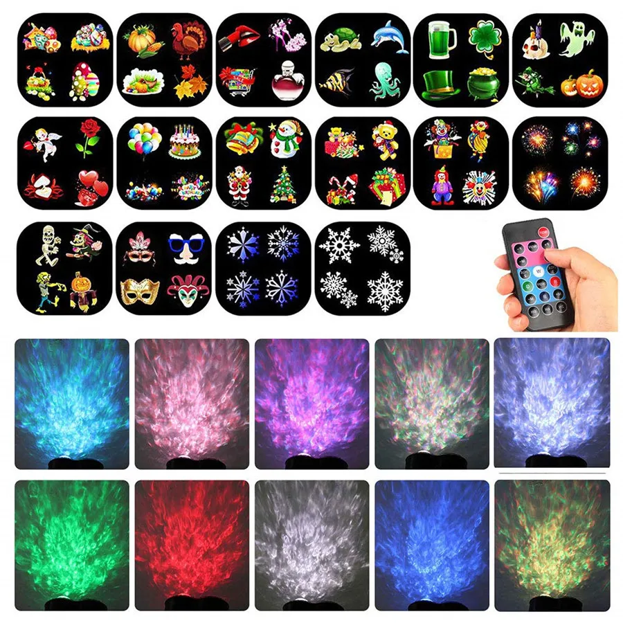 2 IN 1 Outdoor Christmas Projector Lights 16 Patterns Snowflakes Landscape Projector Lamp with Remote for Halloween Party Decor