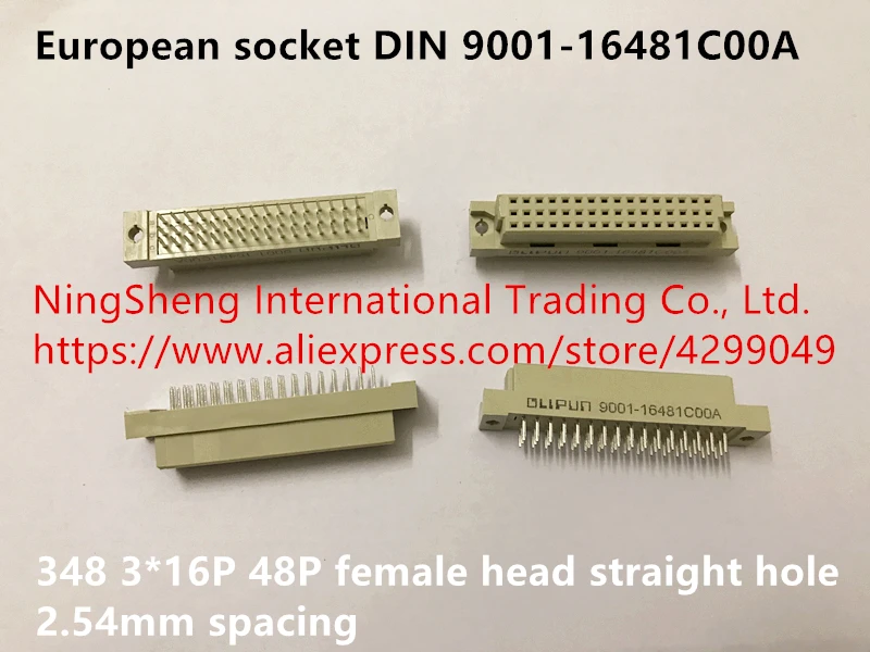 Original new 100% european socket DIN 9001-16481C00A 348 3*16P 48P female head straight hole 2.54mm spacing